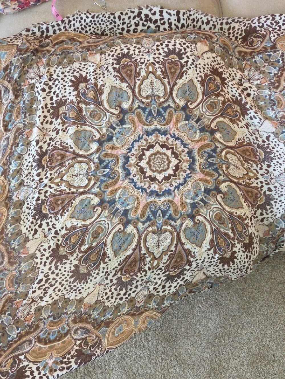 Boho Floral Lightweight Oblong Scarf Wrap Shawl
